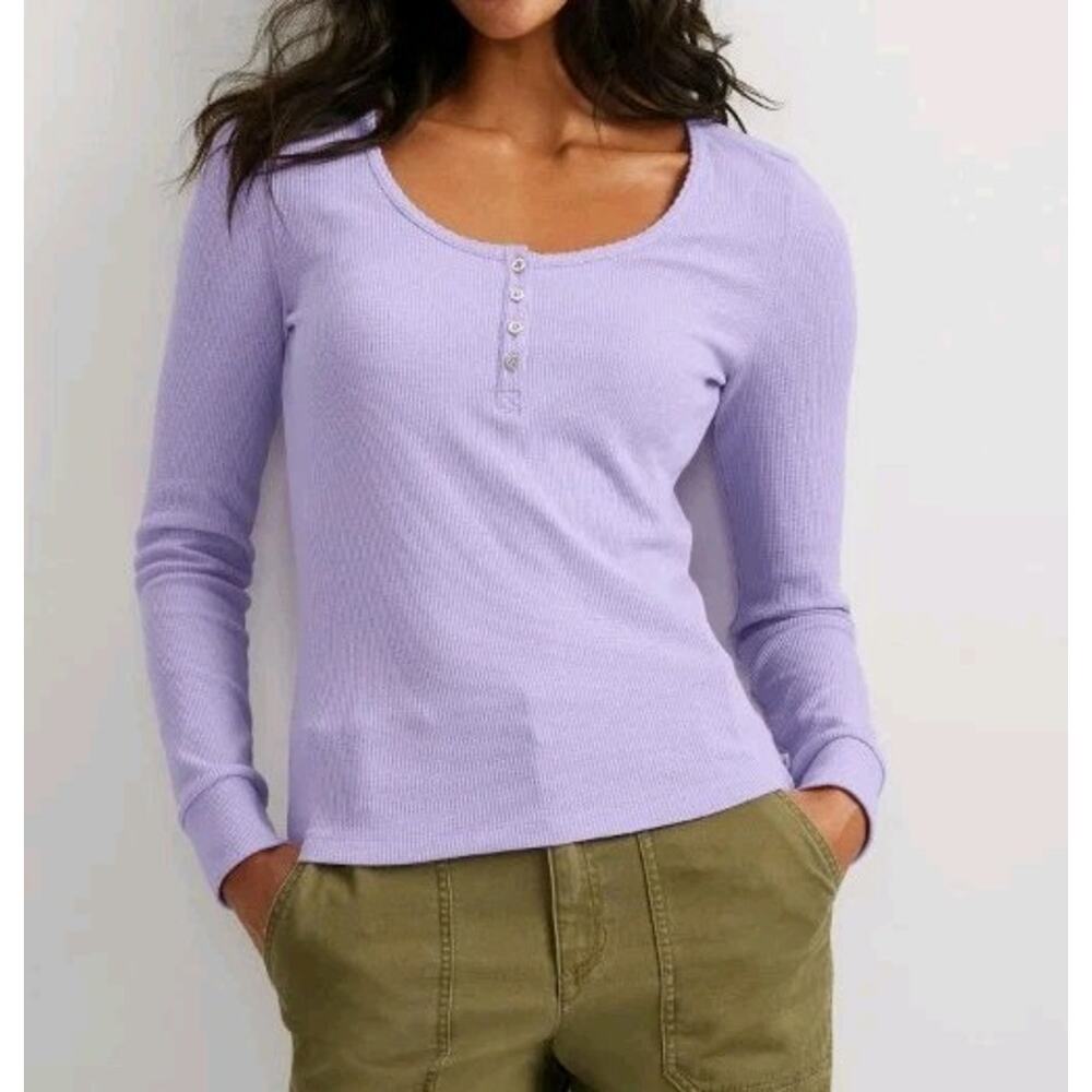 NEW Eddie Bauer Infinity Thermal Henley Top M Tall Waffle Knit Long Sleeve Shirt